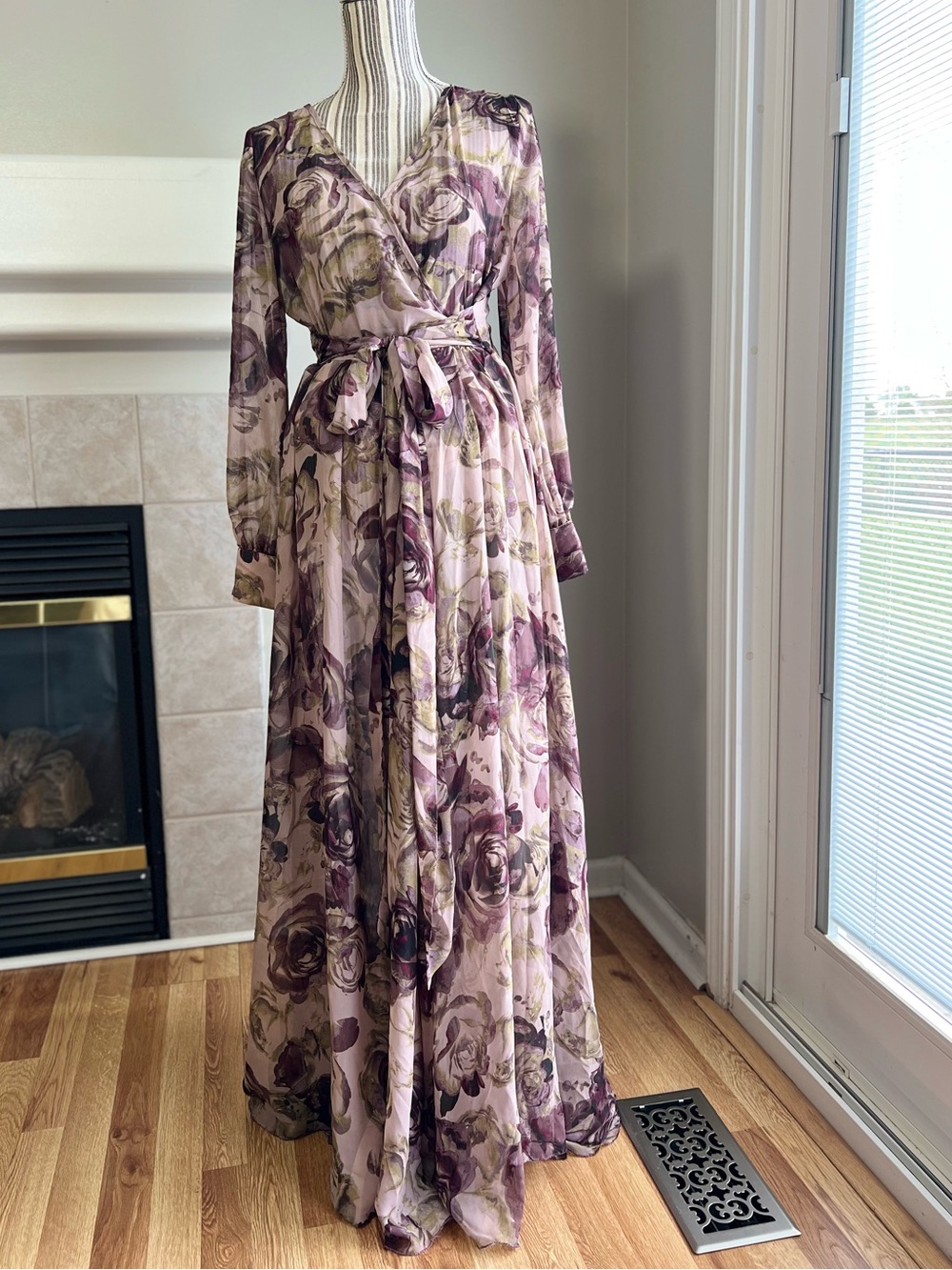 Windsor Dusty Mauve Floral Wrap Maxi Dress
